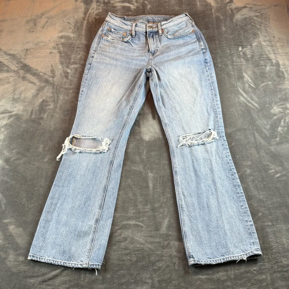 American Eagle Women's Jeans 90's Bootcut Mid Rise Size 4 Regular Distressed